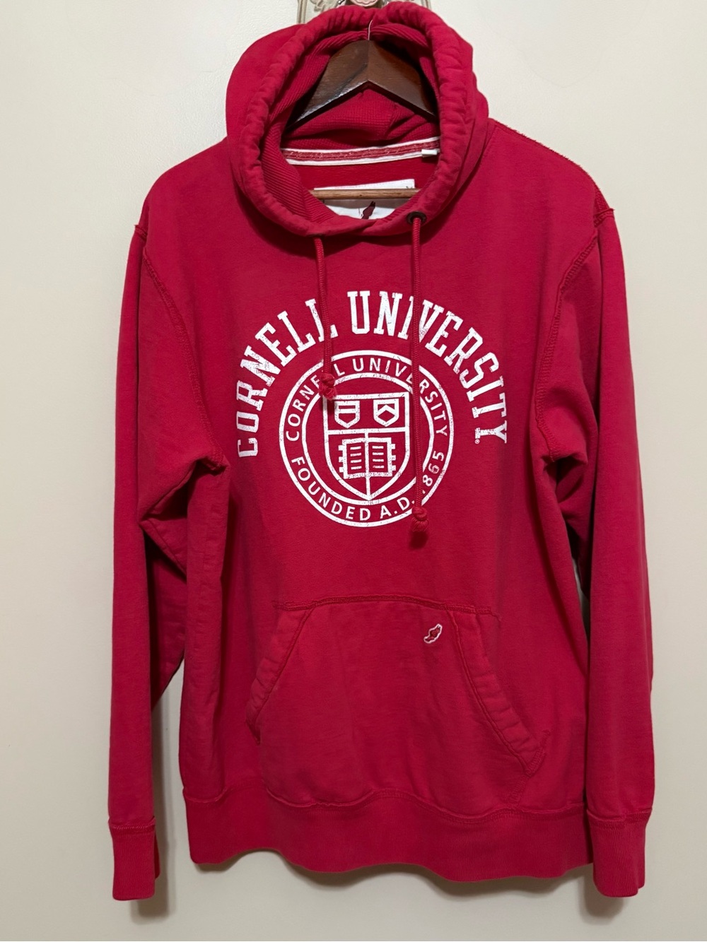 LN League Men's Red Cornell University Hoodie with White Cornell Crest Sz XL